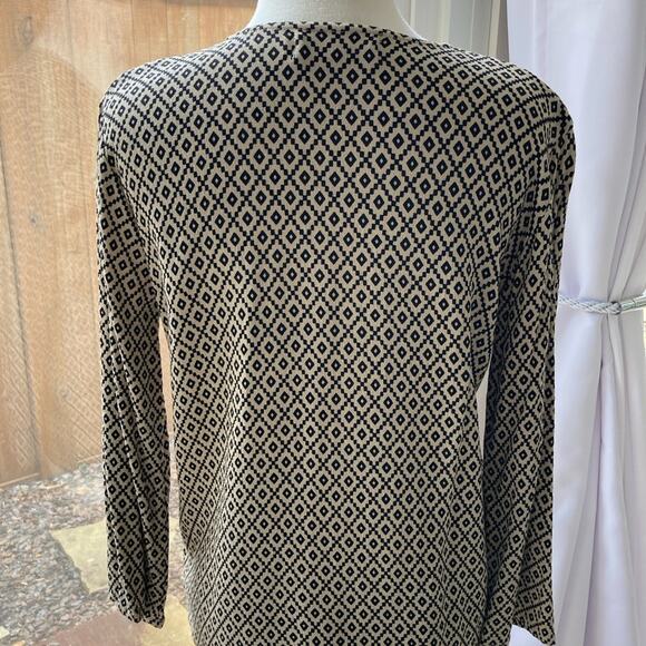 Charlie Joe Black and Beige Geometric Blouse/Top/Shirt Size M - Picture 3 of 6